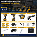 Kit 4 Em 1 Furadeira Esmerilhadeira Martelo E Chave De Impacto
