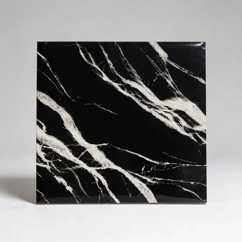 Placa PVC Vinílica Mármore Preto e Branco